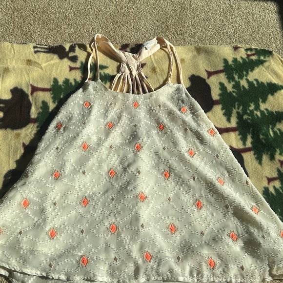 Miss Me Ivory and Coral Tank Top - Picture 1 of 6